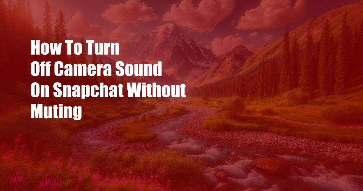 How To Turn Off Camera Sound On Snapchat Without Muting