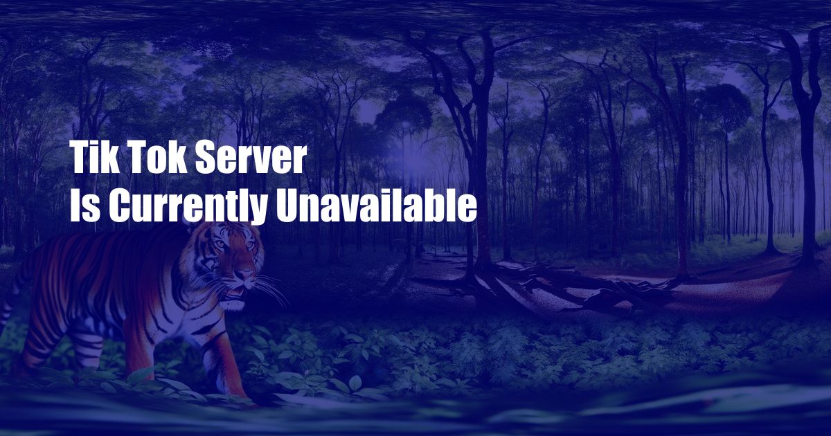 Tik Tok Server Is Currently Unavailable